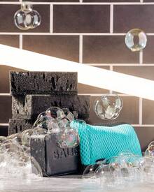 Ballsy Sud Sack Soap Pouch, Exfoliating Sponge For Baths And Showers - Compatible With Related Bars, Blue - White - View 3