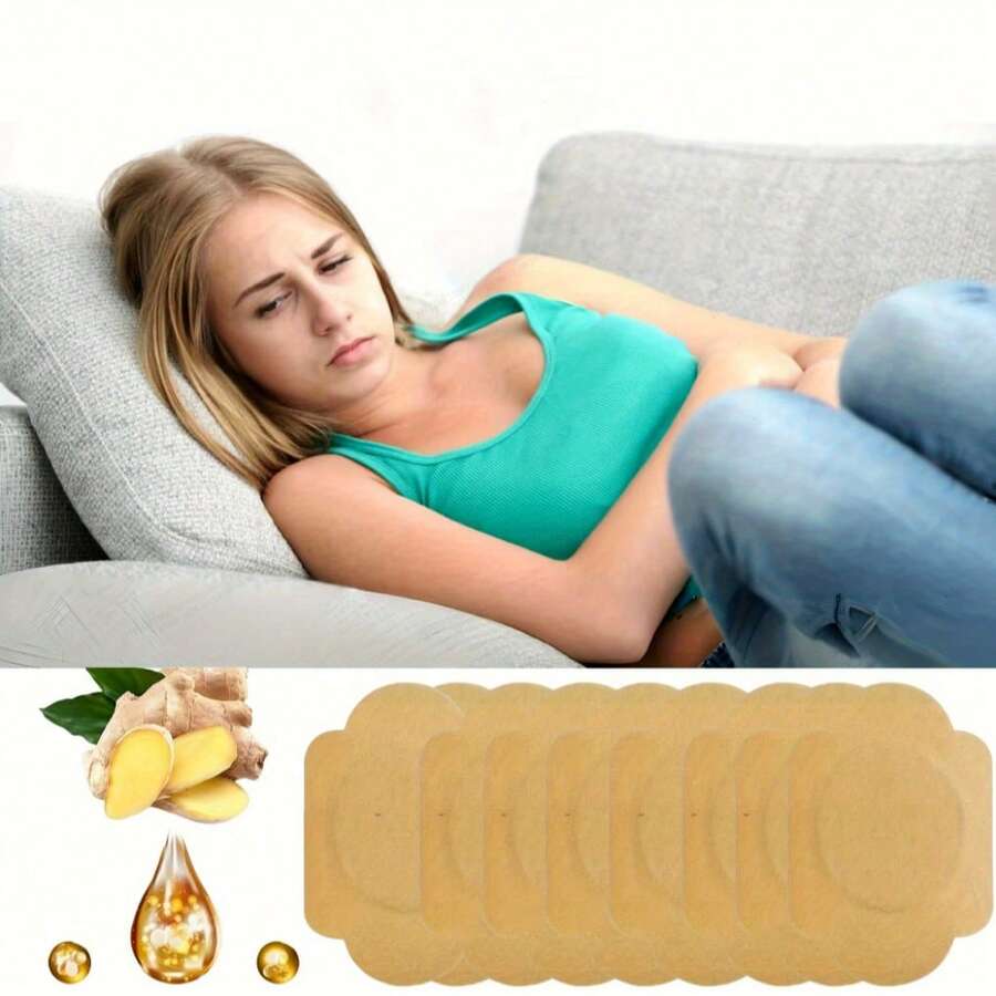 10/20/30/60片/包 月经加热垫，天然草本腹部贴，冬季温暖，缓解痉挛和不适，无副作用，易于使用的自热垫，月经贴 | 质地柔软的贴片 | 姜浸贴片，加热垫可缓解痛经 - 彩色 - 查看 1