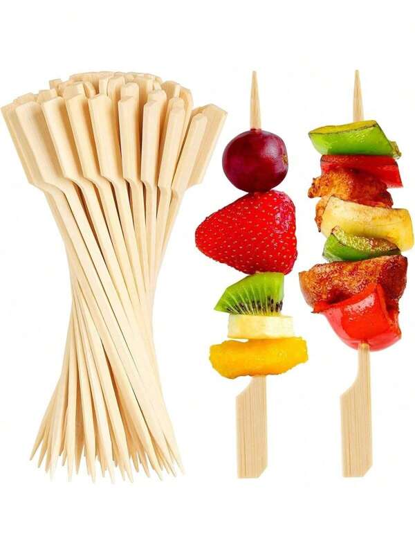 Brochettes en bambou de 12 cm, 200 brochettes en bambou pour cocktails pour les amuse-gueules, brochettes en bois pour les verres à cocktail et les bâtonnets pour les sucreries, les fruits et les sandwiches