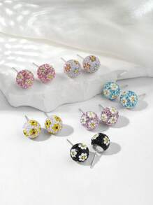 1 Pair Summer Sparkling Stud Earrings In Fresh Colors, Handmade, Lightweight & Eye-Catching, Suitable For Any Outfit