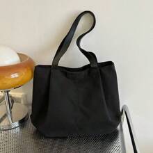 2025 New European And American Style Casual Versatile Large Capacity Canvas Tote Bag, Commuter Tote Bag For College Students