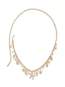 1 Stück/2 Stücke exquisite geometrische Muschel, Seestern, Perlen-Quaste Taillenkette, leichter luxuriöser Mode-Taillenträger, passend für Party, Hochzeit, Date, Jahrestag