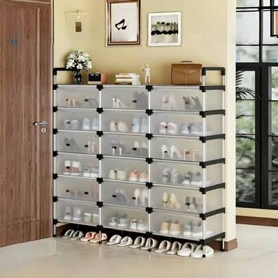 1 peça nova sapateira simples de 2/3 camadas de grande capacidade, sapateira multicamadas simples à prova de poeira para entrada de casa, adequada para casas de aluguel