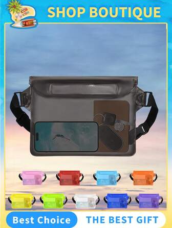 1 件防水游泳潜水包，PVC 腰包单肩包，水下手机壳，防水腰包 PVC 包腰包，男女通用，配有可调节腰带，防水干燥袋可保持手机和贵重物品干燥，非常适合皮划艇、海滩、露营和游泳