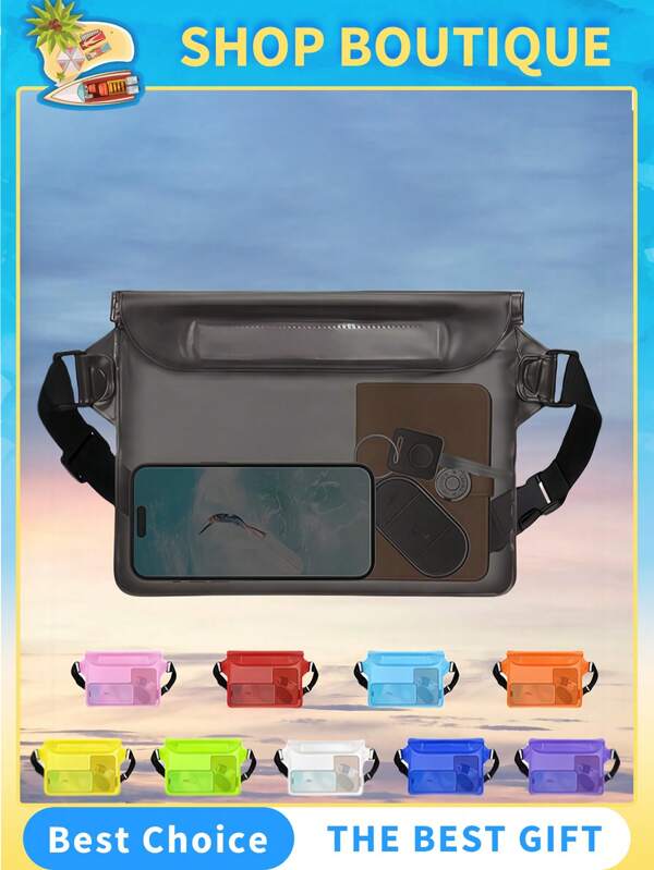 1 pezzo Borsa impermeabile da nuoto e immersione, Borsa vita in PVC, Custodia impermeabile per telefono, Borsa vita impermeabile in PVC per uomo e donna con cintura regolabile in vita, Borsa stagna per tenere al sicuro e asciutto telefono e oggetti di valore, ottima per kayak, spiaggia, campeggio e nuoto