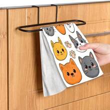 2 paños de cocina con estampado de cabeza de gato, toallas de cocina de alta absorción, ideales para cocinar, hornear, usos en la cocina y el baño