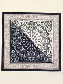 1pc Women's Blue & White Paisley Print Scarf, Satin Smooth Feeling Headscarf/Neckerchief, Suitable For Dress Matching