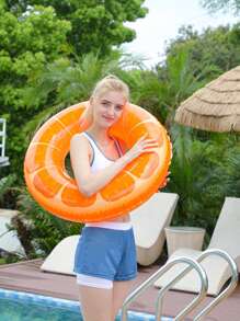 1PC Viral Orange Pool Float – Summer Swim Ring, Leak-Proof Beach Toy, Aesthetic Party Decor
