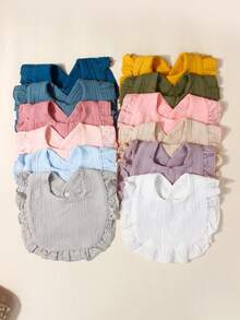 12pcs Newborn Candy Color Soft Breathable Muslin Bibs Set, Cute Baby Drool Cloths, Suitable For Daily Use All Seasons, Comfortable Fabric - Multicolor - View 8
