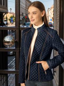 Giolshon Women's Casual Hooded Down Jacket, With Pockets, Lightweight Quilted Coat, Suitable For Spring, Autumn And Winter Daily Wear