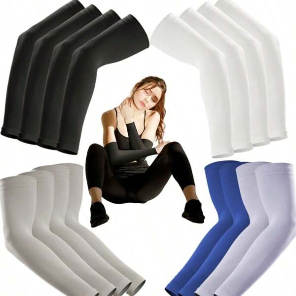 8pcs/16pcs Fingerless Arm Sleeves, Compression Arm Sleeves For Men & Women, Suitable For Covering Tattoos, Outdoor Activities Like Hiking, Climbing, Yoga, Cycling, Applicable For Spring, Summer, Autumn