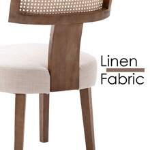 Chairus Kitchen Dining Chairs Wooden Set Of 2 Upholstered Side Chairs Armless With Rattan Backrest - 米色 - 查看 3