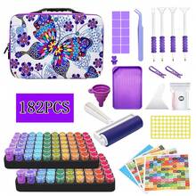 1 Set de equipo completo de pintura de diamante 5D y bolsa de almacenamiento, caja de almacenamiento de diamantes con diseño de mariposa, que incluye rodillo, caja de clasificación, juego de bolígrafos para puntos, pegatinas, etc. Hobby DIY, el mejor regalo para principiantes de manualidades - Multicolor - Ver 10
