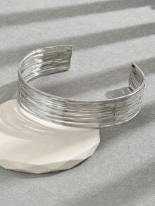 1 件女士简约手工多层金属丝颈链，时尚百搭，适合日常佩戴（可调节尺寸）