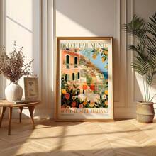 1 Stück - 3 Stücke/Set Leinwandkunst Italienische Stadt Amalfi Küste, Reiselandschaft Poster Wandbild Kunstdruck für Wohnzimmer Schlafzimmer Heim Dekoration