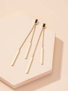 1 par de pendientes colgantes con borla de material de cobre con forma de corazón para mujeres - Plateado - Ver 4