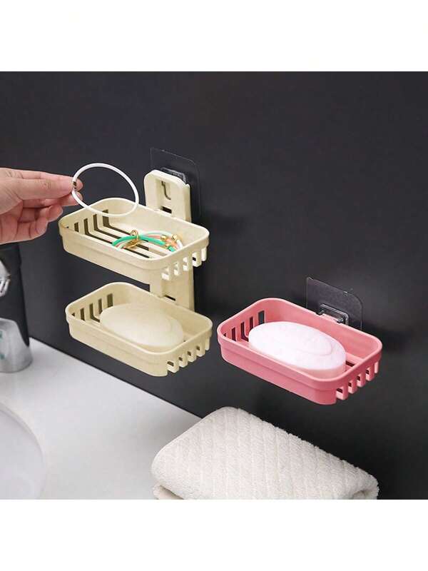 Wall Mount Draining Soap Holder, Wall Mount Draining Soap Dish, Soap Dish, Soap Box, Double Layer Soap Dish, Double Layer Soap Box, Drill-Free Soap Dish, Drill-Free Soap Box, Self-Adhesive Soap Dish, Self-Adhesive Soap Box, Wall Mount Organizer, Wall Mount Draining Soap Holder, Wall Mount Draining Soap Dish, Drill-Free Wall Mount Draining Organizer, Soap Dish Rack Back To School