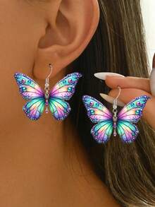 1 Cặp bông tai bướm Acrylic nhiều màu sắc sang trọng và đa năng - Nhiều màu - Xem 10