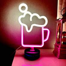 1 pieza Letrero de neón decorativo de pared para bar, luz LED con pilas o alimentación USB con diseño de jarra de cerveza, copa de cóctel, jarra de cerveza, letrero de neón de bar para habitación, dormitorio, decoración de bar