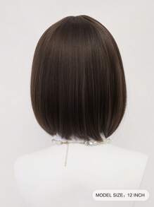 XYUNMI Cool Brown Bob Wig Short Straight Hair With Bangs 12 Inch Lightweight Breathable Women's Heat Resistant Synthetic Wig For Daily Wear Party Role Play Beautiful Natural Lively Cute Short Hair