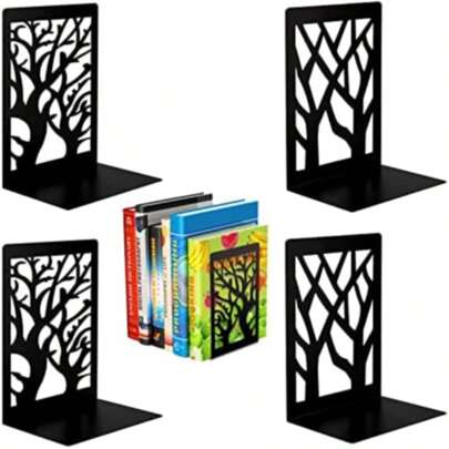 2/4 suportes para livros resistentes, suportes para estantes, suportes de metal para livros, suportes para livros para mesa de escritório em casa, presente para estudantes apaixonados por livros