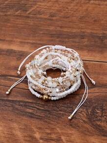 10 pièces Ensemble de bracelets fantaisie faits main avec perles, bracelet pour femme avec cœur infini. Accessoires de bijouterie.