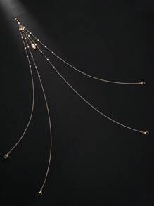 1pc Gold Sexy Bikini Body Chain, Faux Pearl Delicate Waist Chain, Club Party Jewelry For Women - Gold - View 3