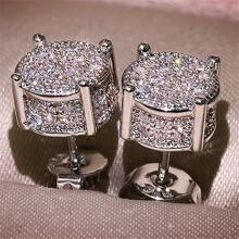 Men's Women's Earrings Round Around Rhinestone Earrings