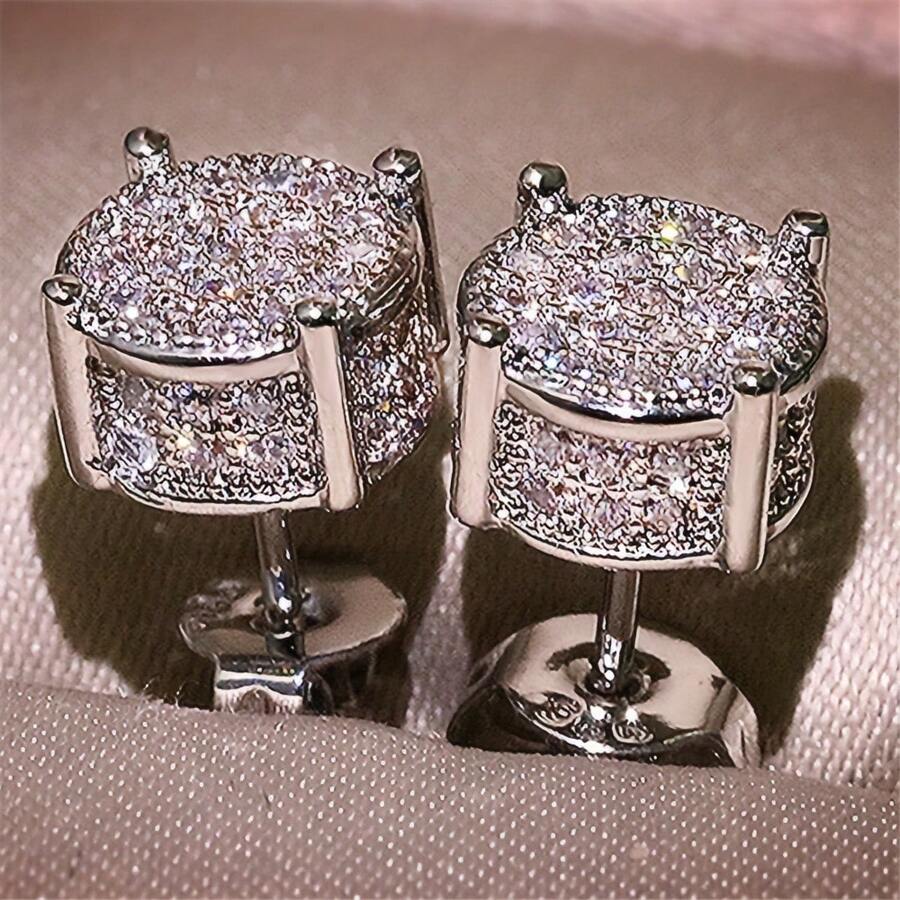 Men's Women's Earrings Round Around Rhinestone Earrings