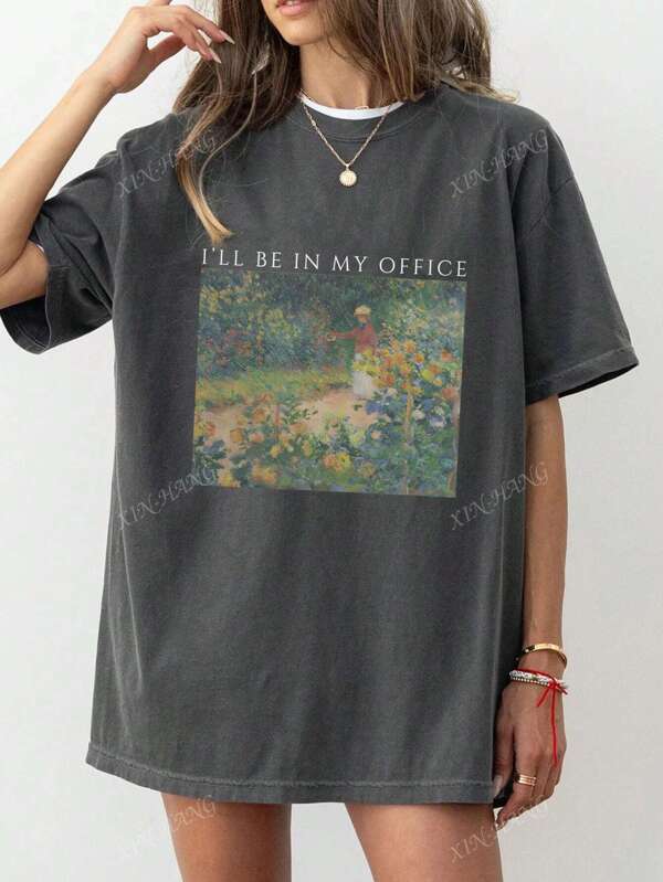 Camiseta informal de mujer con cuello redondo, suelta y con estampado floral, para el verano