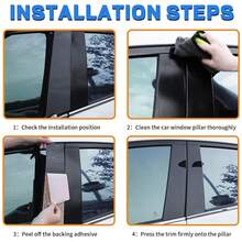 适用于 2022-2025 款思域的 6 件黑色保护条 - 防刮 B 柱和 C 柱护板，OEM 款式，高品质 PC 材质，适合左侧车窗，汽车改装配件 | 时尚汽车设计 - 均碼 - 查看 6