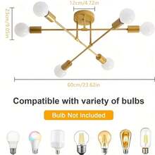 1pc Modern Creative Multi-Head Iron Art Pendant Lamp, E27 Socket, Hard Wire Connection, Suitable For Bedroom, Living Room, Dining Room, No Bulb Included - Multicolor - View 11