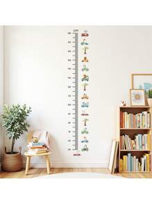 1pc Construction Truck Growth Chart Wall Decal - Removable Kids Room Decor, Height Measurement Sticker For Nursery & Toddler Boys, Self-Adhesive Educational Car Theme Decals