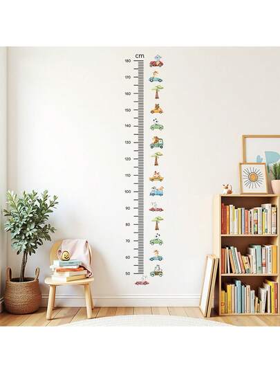 1pc Removable Construction Vehicle Height Measurement Wall Sticker, Decorative For Children's Room, Nursery And Toddler Boys, Self-Adhesive Educational Car-Themed Decal