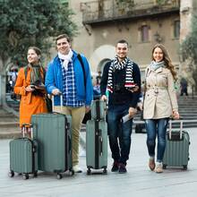 5 Piece Suitcase Set With Corner Protectors, 12/16/20/24/28 Inch Durable Hard Shell 360 Degree Spinner Wheels Large Capacity Multifunctional Lightweight Travel Suitcase - Xanh dọc và xanh ngang - Xem 6