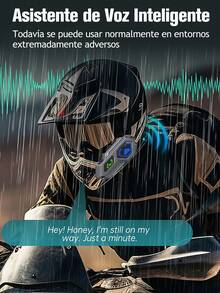 Intercomunicador Impermeable Motocicleta Casco Auricular Bluetooth con Iluminación 1000mAh, Ipx6 Impermeable, Cancelación de Ruido, Tiempo de Espera Extra Largo - Gris - Ver 8