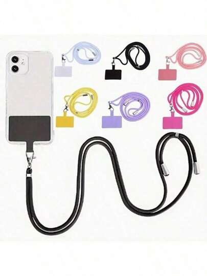 1pc Multifunctional Macaron Adjustable Lanyard Phone Strap, Detachable, Colorful Neck Hanging Phone Key Holder String Rope, For Skiing, Running, Hiking And Traveling