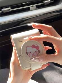 Sanrio 1pc Sanrio For Hello Cute Kitty Lipstick Storage Bag With Mirror - Kawaii Travel Organizer & Friendship Gift For College Women (Graduation Season), Foldable Design With Whimsical Print