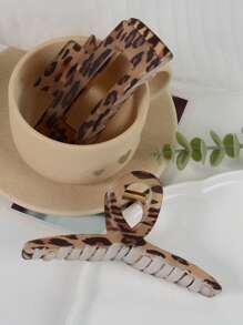 1/2 piezas Elegantes pinzas para el cabello con estampado de leopardo de moda, grandes pasadores de pelo aptos para uso casual diario, viajes al aire libre, accesorios para el cabello de fiesta para mujeres