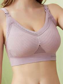 Soutien-gorge de maternité sans couture et sans fil violet avec attache avant, lingerie d'allaitement rassemblante