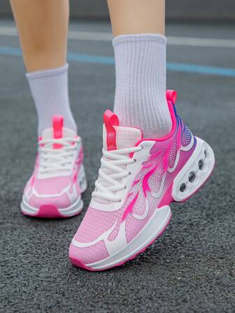 Women's Pink Mesh Breathable Casual Walking Shoes, Lightweight Outdoor Activity Running Sneakers