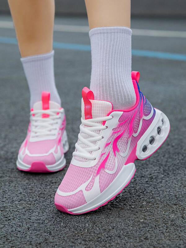 Women's Pink Mesh Breathable Casual Walking Shoes, Lightweight Outdoor Activity Running Sneakers