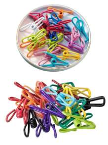 50pcs Random Color Multipurpose Storage Clips, Colored Stainless Steel Clips, Multipurpose Chip Snack Bag Clips, Windproof Clothes Clips, Paper Towel Rack, Clothesline Clips, Multipurpose Household Storage Clips, Windproof, Non-Slip, Strong Grip