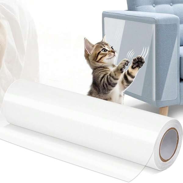 Película autoadesiva transparente para arranhões de gatos, protetor de porta sem rastros para arranhões de cachorro, protetor transparente para arranhões de sofá, película protetora anti-arranhões para paredes e móveis, almofada cortável para móveis de gatos (adequada para sofá, carpete, porta), vários tamanhos disponíveis.