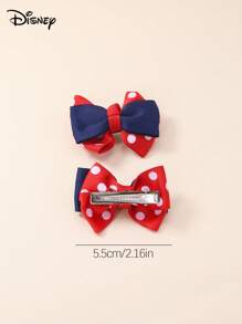 Disney 6 piezas de pinzas para el cabello con lazo a lunares rojos de Disney para niños, accesorios de pelo lindos de princesa, pinzas para flequillo de niña pequeña para uso diario