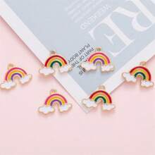 Set de 10 piezas de accesorios de joyería DIY arcoíris, dijes de aleación de zinc con estampado de arcoíris para collares, aretes, llaveros, regalos para amigos, familia, maestros, parejas, adecuado para manualidades