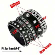 سوار جلد بنكي - سوار معصم جلدي جوثي مزين بمسامير معدنية - إكسسوارات روك بانك من الثمانينات للرجال والنساء (1/3/4 قطع)