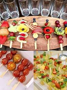200pcs/100pcs/50pcs/10pcs Natural Bamboo Skewers, Smooth & Splinter-Free. Appetizers, Flat Bamboo Sticks, Snacks, Fruits, Seafood, Sausages. Suitable For Restaurants, Night Markets, Weddings, Parties, Picnics, Outdoor Activities - Beige - View 3
