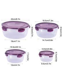 Conjunto de 3/4 recipientes para almacenamiento de alimentos con tapa, aptos para microondas y refrigerador, material reforzado, con junta de silicona incorporada y diseño de apilamiento optimizado, para almacenar carne, frutas, verduras, etc.