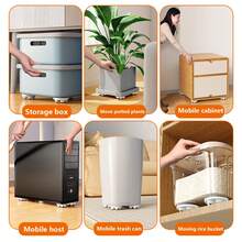 4个/套自粘式万向万向脚轮，360度旋转，轻松移动任何物品！不锈钢自粘式万向脚轮，带滚珠轴承，适用于床下储物箱和橱柜 - 彩色 - 查看 5